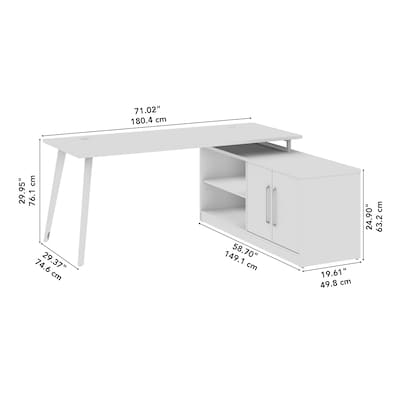 Bush Business Furniture Vista 72"W L Shaped Desk with Low Storage Cabinet, Natural Elm (VST005NE)
