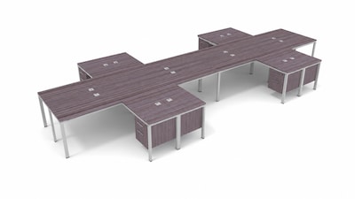 Boss Office Products Simple System 60"W L-Shaped Desk with File Pedestal, Driftwood, 8/Set (SGSD028-101)