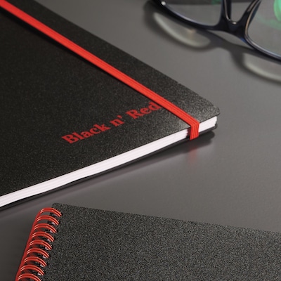Black N' Red 1-Subject Professional Notebooks, 3.75" x 5.625", Wide Ruled, 70 Sheets, Black (JDKF67010)