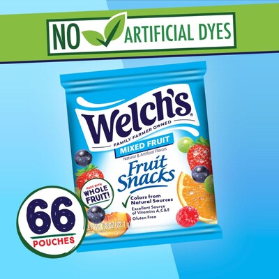 Welchs Gluten Free Mixed Fruit Gummies, 0.8 oz., 66 Bags/Box (PIM68868)