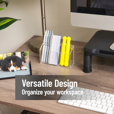 Mind Reader 2-Compartment Dry Erase Marker and Eraser Holder, Clear (WBORG-CLR )