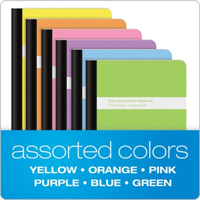 Oxford Composition Notebooks, 7.5" x 9.75", College Ruled, 100 Sheets, Assorted Colors, 6/Pack (64957)