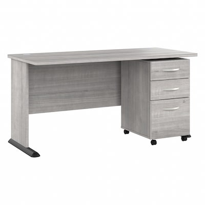 Bush Business Furniture Studio A 60W Computer Desk with 3 Drawer Mobile File Cabinet, Platinum Gray