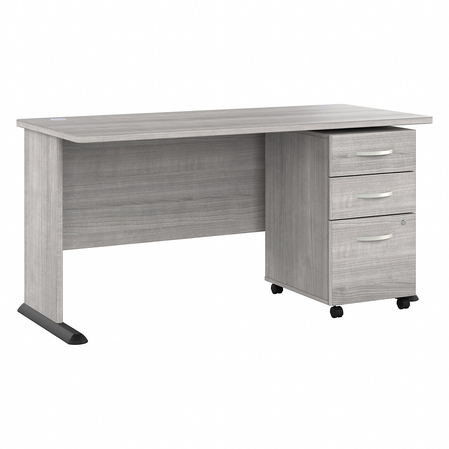 Bush Business Furniture Studio A 60W Computer Desk with 3 Drawer Mobile File Cabinet, Platinum Gray (STA002PGSU)