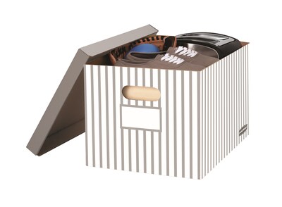 Bankers Box Stor/File Medium Duty 60% Recycled FastFold Corrugated File Box with Lid, Letter/Legal Size, Black/Gray, 4/Carton