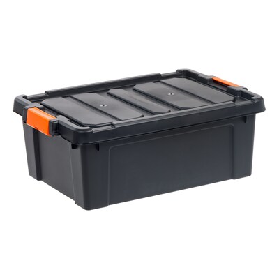Iris 47 Quart Heavy Duty Store-It-All Plastic Latching Storage Tote, Black, 4/pack (500153)
