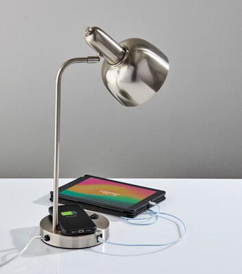 Adesso Rico Supercharger Incandescent Desk Lamp, 19"H, Brushed Steel (2609-22)
