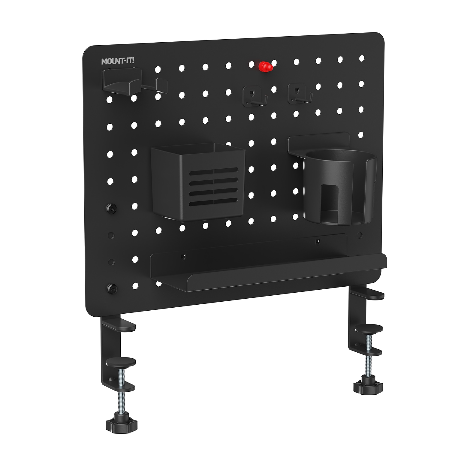 Mount-It! Clamp-On Pegboard Organizer with Accessories for Desks, Black (MI-7302BLK)