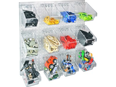 Azar 24 x 24 Pegboard 12-Bucket Wall Accessory Organizer Set, Clear, Each (700685)