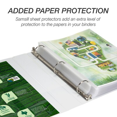 Samsill Earth's Choice Plant-Based Durable  1.5" View Binder, 3-Ring ,Made in USA, White (18957)