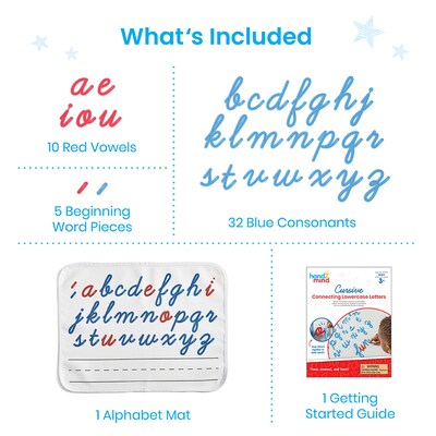 hand2mind Cursive Connecting Lowercase Letters, Multicolored (97393)