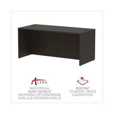 Alera Valencia Series Straight Front Desk Shell, 65w X 29 1/2d X 29 1/2h, Espresso