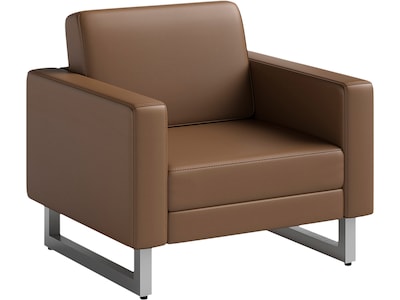 Safco Mirella Vinyl Lounge Chair, Cognac/Silver (1732MRL2SLVCOG)