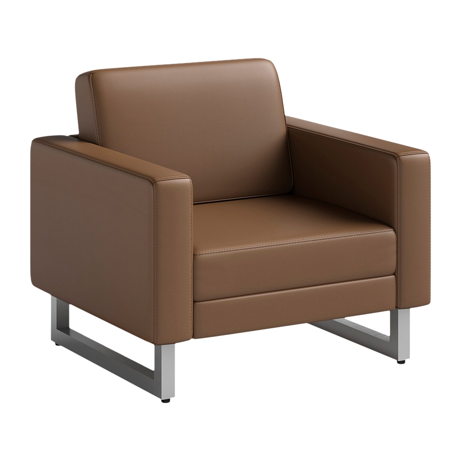 Safco Mirella Vinyl Lounge Chair, Cognac/Silver (1732MRL2SLVCOG)