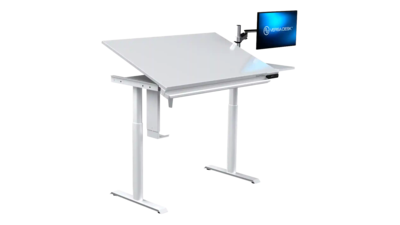 VersaDesk PowerLift 48"W Electric Adjustable Drafting Table, White (PEDT48-WW-APP)