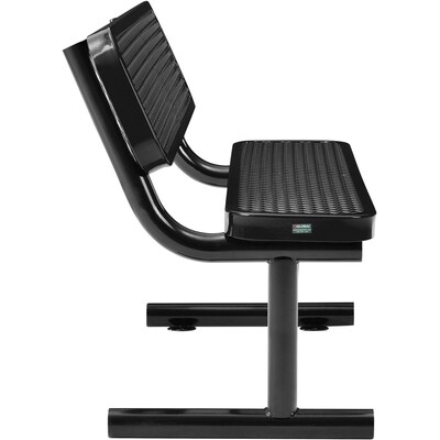 Global Industrial 4' Outdoor Steel Bench w/ Backrest, Expanded Metal, Black (695743BK)