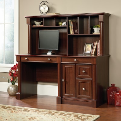 Sauder Palladia 59W Computer Desk with Hutch, Select Cherry (420513)