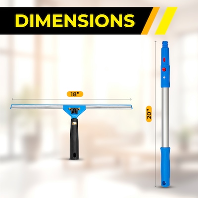 Gritt Commercial Window Washing Kit with 18" Swivel Window Squeegee and 20" Pole (GRI131-18)