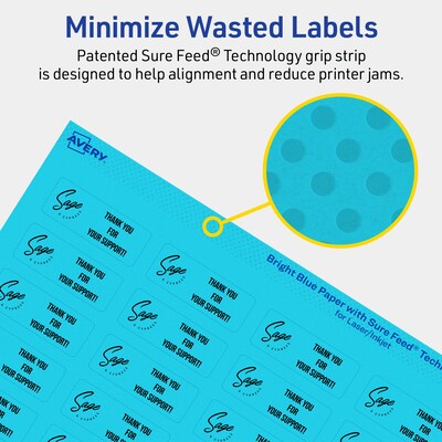 Avery Printable Rectangle Multipurpose Labels, 2/3" x 1-3/4", Bright Blue, 3520/Box (94209)
