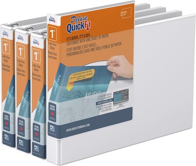 Davis Group QuickFit Heavy Duty 1 3-Ring Standard Binders, White, 4/Pack (97110-04)