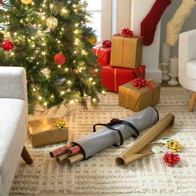 Simplify Wrapping Paper Storage Bag, Fabric, Grey (9075-GREY)
