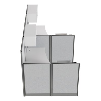 Regency Instant Office 63"H x 129"W 2 Person L-Shaped Cubicle Panel Workstation with Storage, Pure White (IO008WH)