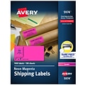 Avery Sure Feed Laser Shipping Labels, 2x 4, Neon Pink, 10 Labels/Sheet, 100 Sheets/Box (5974)