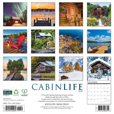 2025 Willow Creek CabinLife 12 x 12 Monthly Wall Calendar (42069)