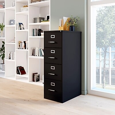 Quill Brand® Commercial 4 File Drawer Vertical File Cabinet, Locking, Black, Legal, 26.5"D (13450D)