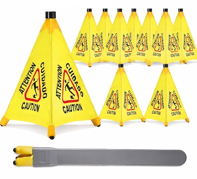 Alpine Industries Caution Wet Floor Sign, Yellow, 10/Pack (ALP498-20-10PK)