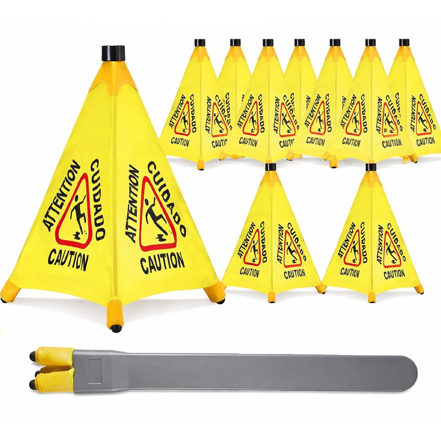 Alpine Industries Caution Wet Floor Sign, Yellow, 10/Pack (ALP498-20-10PK)