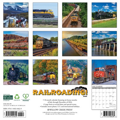 2025 Willow Creek Railroading 12 x 12 Monthly Wall Calendar (44629)