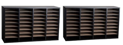 AdirOffice 500 Series 36 Compartment Literature Organizers, 39.3 x 11.8, Black, 2-Pack (500-36-BLK