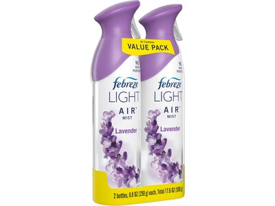 Febreze AIR LIGHT Air Freshener Aerosol, Lavender Scent, 8.8 fl. oz., 2/Pack (80657)