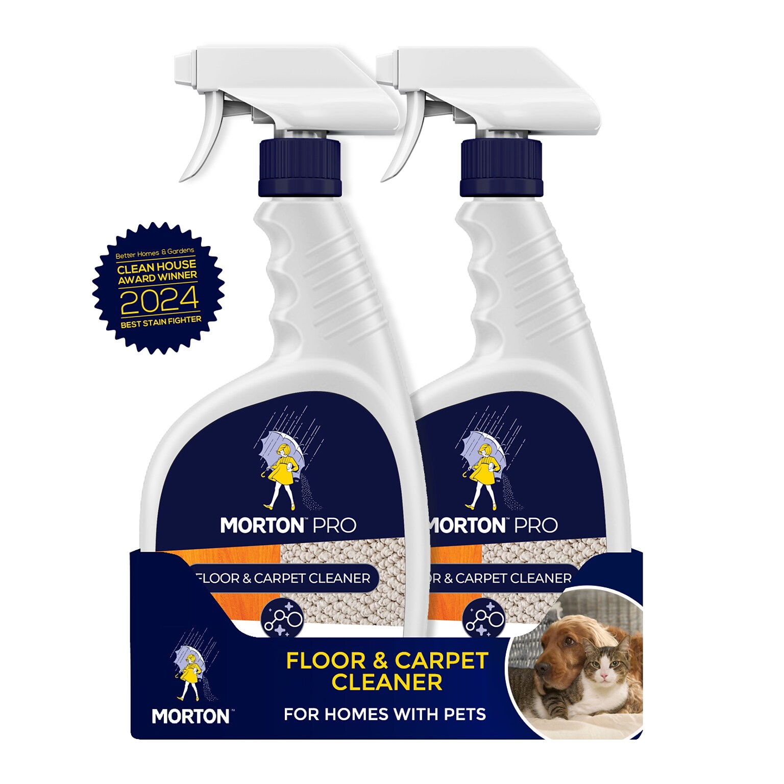 Morton Pro Nontoxic Floor & Carpet Cleaner, 32 oz. Spray Bottle, 2/Pack (LM32FC2PK)
