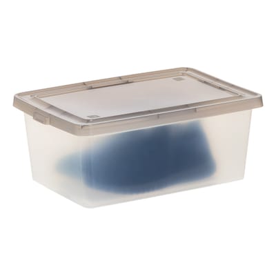 Iris 14.5 Quart Snap Top Plastic Snap Closure Storage Bin, Clear, 6/Pack (585102)