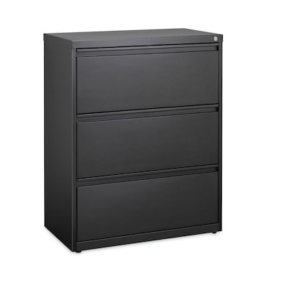 Hirsh Industries® Lateral File Cabinet, 3 Letter/Legal/A4-Size File Drawers, Black, 30 x 18.62 x 40.25