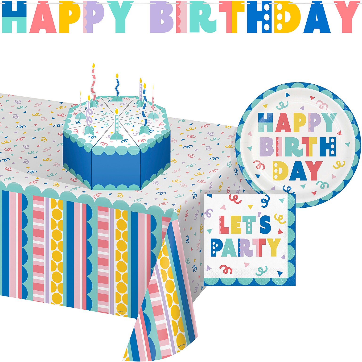 Creative Converting Party Patterns Lets Party Birthday Party Kit, Multicolored, 36/Pack (DTC9507E4A)