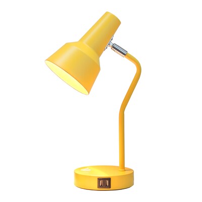 Simple Designs Sleek Essentials LED Desk Lamp, 15.2, with USB Ports, Yellow (LD1072-YLW)