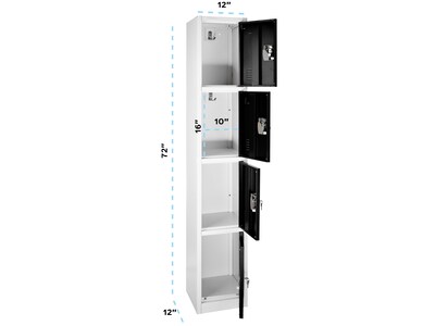 AdirOffice 72 4-Tier Key Lock Black Steel Storage Locker,  4/Pack (629-204-BLK-4PK)