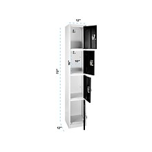 AdirOffice 72 4-Tier Key Lock Black Steel Storage Locker,  4/Pack (629-204-BLK-4PK)