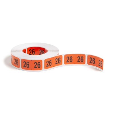 Smead ETYJ Color-Coded Year 26 Labels, 1-1/2 x 3/4, Orange, 500/Roll (68326)