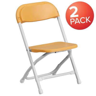 Flash Furniture Plastic Kids Folding Chair, Yellow, 2 Pieces (2YKIDYL)