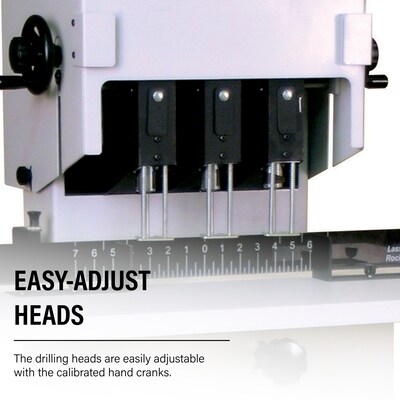 MBM FMM3 Paper Drill, Three-Spindle Floor Model, 2” Drilling Capacity, Adjustable Heads, 1/8–1/2” Bit Support, White (DR0982)