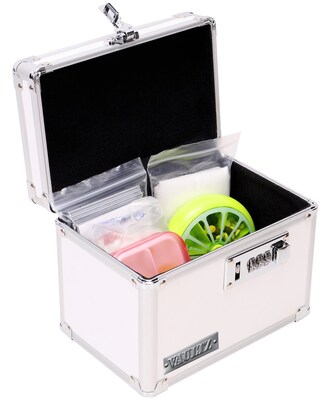 Vaultz Storage Container w/ Combination Lock, Plastic, White (VZ03962-CAM)