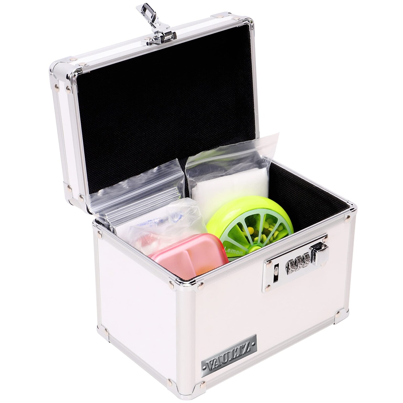 Vaultz Storage Container w/ Combination Lock, Plastic, White (VZ03962-CAM)