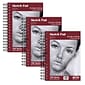 Better Office Products Spiral Bound Artist Sketch Book, 5.5" x 8.5", Natural White, 100 Sheets/Pad, 3/Pack (01300-3PK)