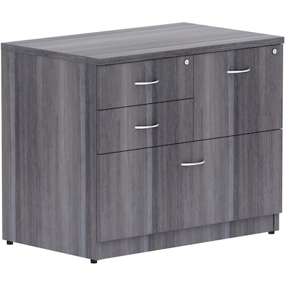Lorell Essentials 4-Drawer Lateral File Cabinet, Letter/Legal Size, Lockable, 29.5H x 35.5W x 22D, Weathered Charcoal