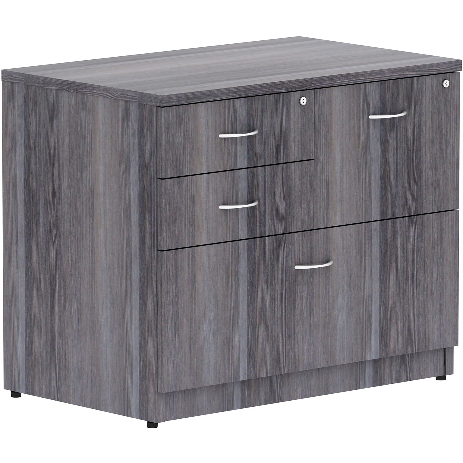 Lorell Essentials 4-Drawer Lateral File Cabinet, Letter/Legal Size, Lockable, 29.5H x 35.5W x 22D, Weathered Charcoal