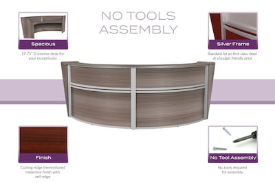 Regency Marque 124.5"W Curved Reception Desk Workstation, Driftwood Gray (77292GY)